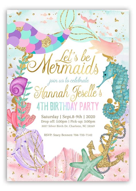 Mermaid Birthday Invitations Template